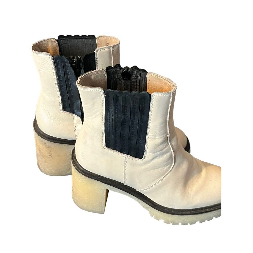 Free People James Chelsea Boot •EUR 38 US 8• Cream White Chunky Heel Leather - Picture 7 of 16
